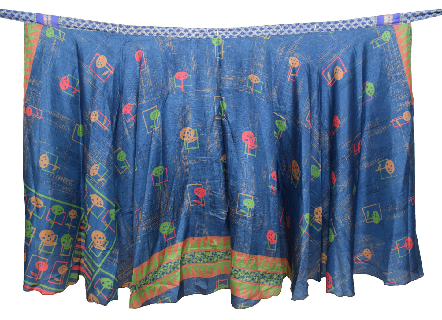 Sushila Vintage Art Silk Gray Saree Magic Wrap Reversible Skirt Beach Dress Boho