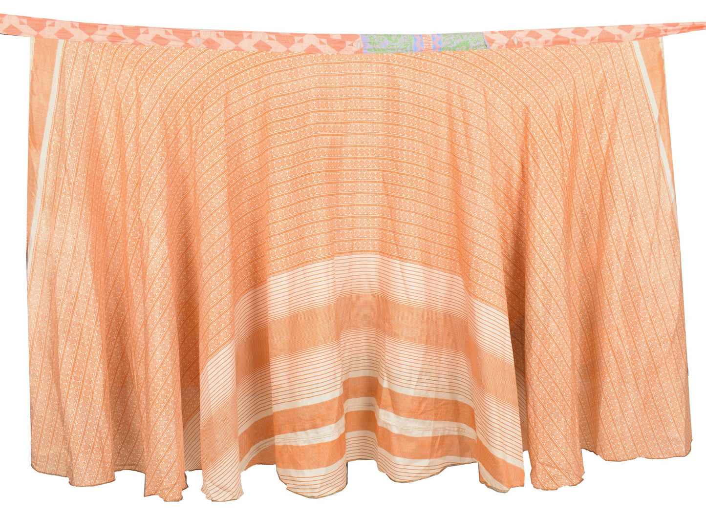 Sushila Vintage Beige Art Silk Saree Magic Wrap Reversible Skirt Beach Dress
