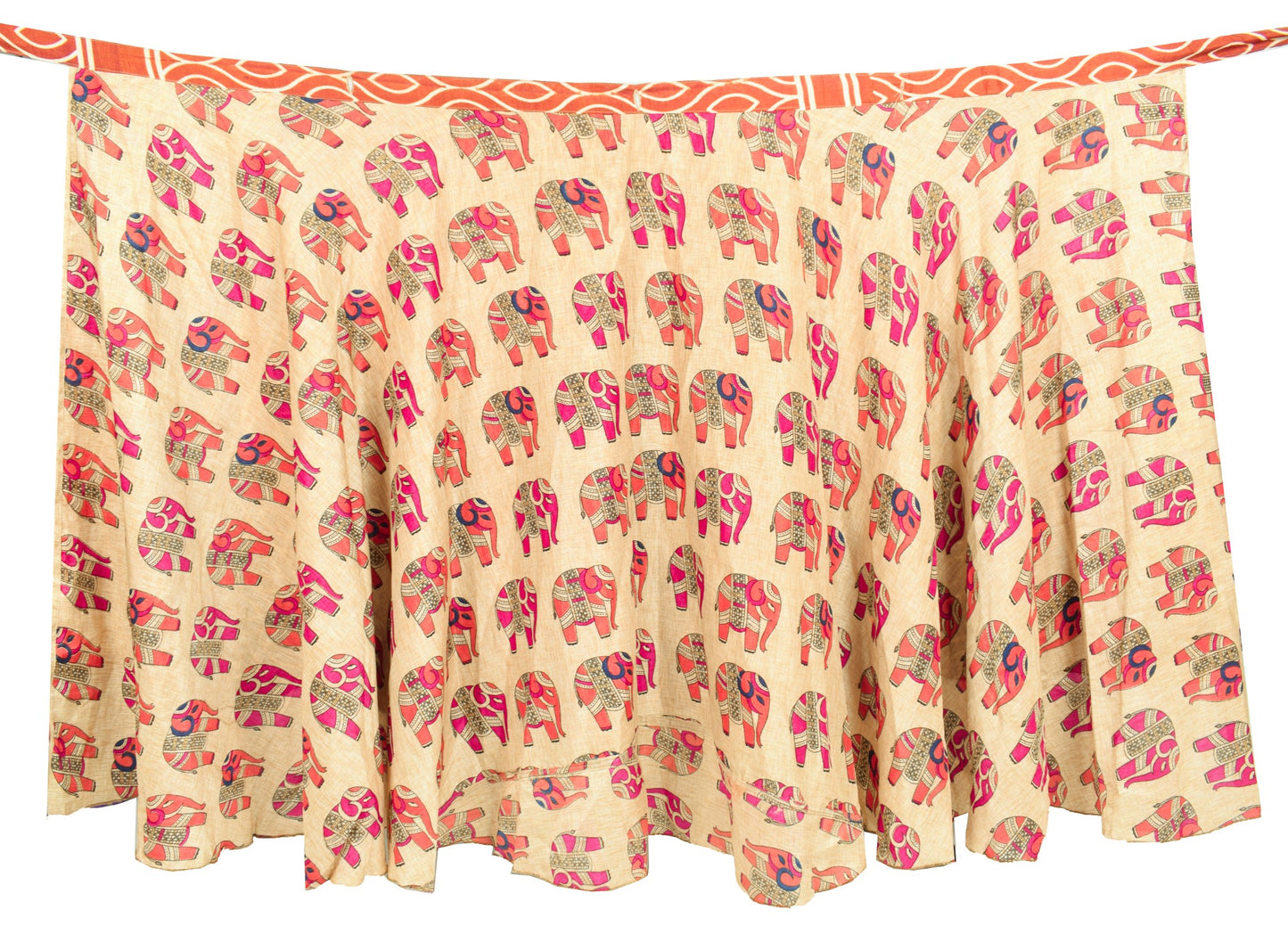 Sushila Vintage Art Silk Saree Magic Wrap Reversible Skirt Elephant Beach Dress