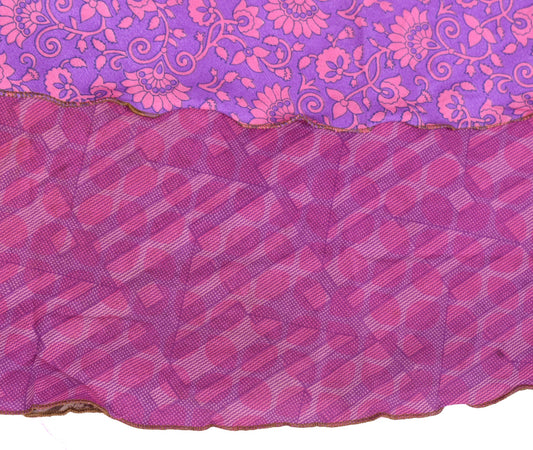 Sushila Vintage Art Silk Saree Magic Wrap Reversible Skirt Purple Beach Dress