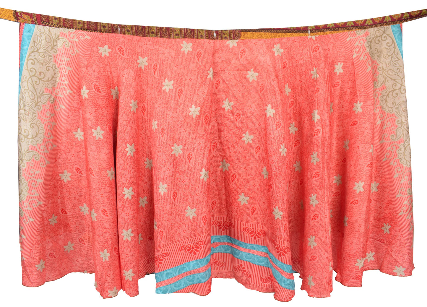 Sushila Vintage Mustard Art Silk Saree Magic Wrap Reversible Skirt Beach Dress