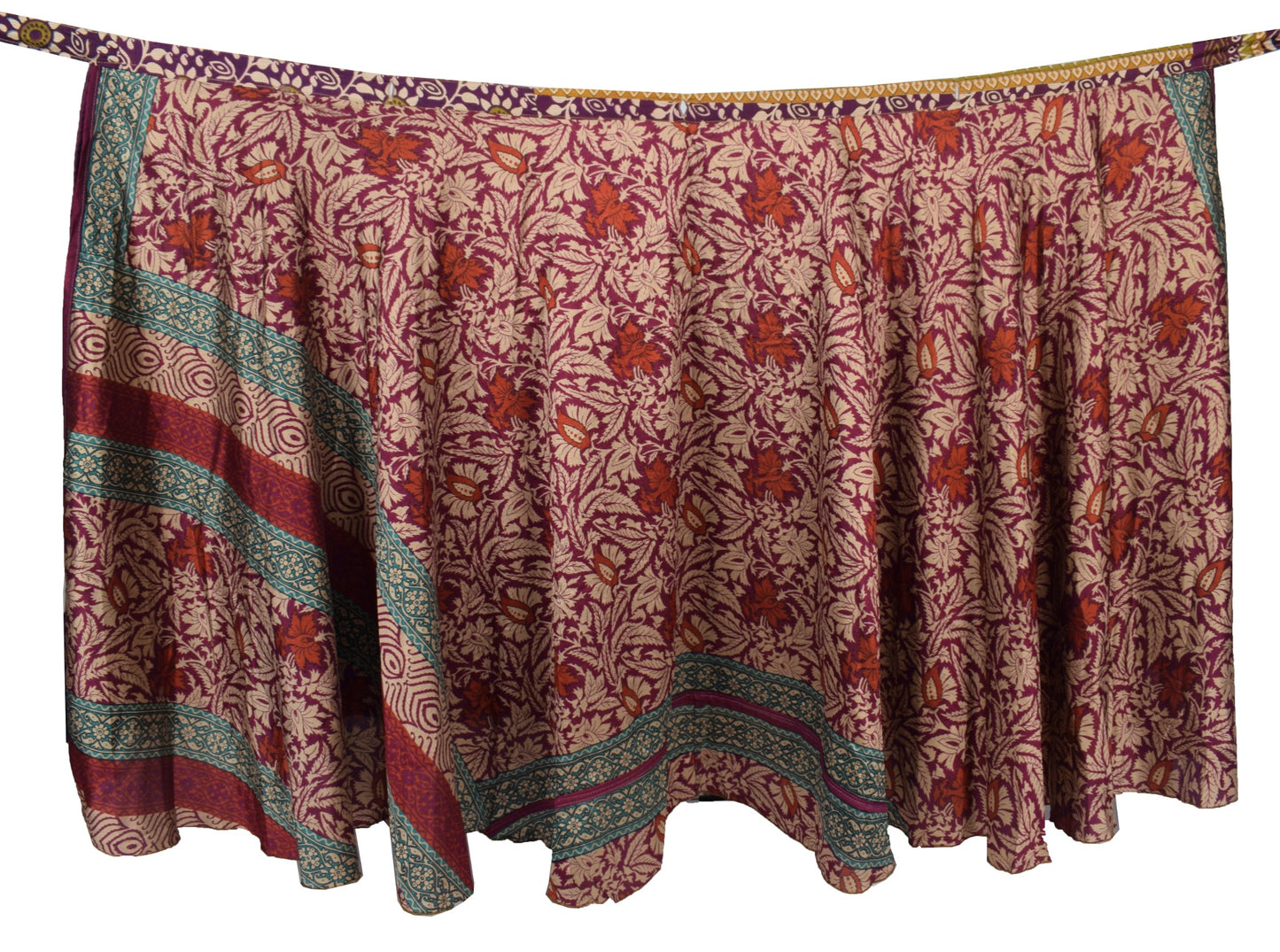 Sushila Vintage Dark Purple Saree Magic Wrap Reversible Skirt Art Silk Beach Dress
