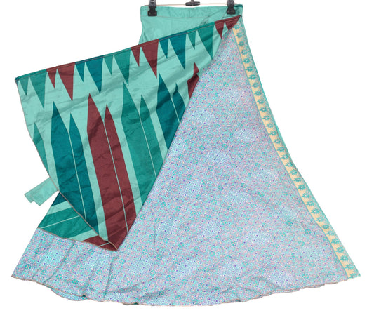 Sushila Vintage Art Silk Saree Magic Wrap Reversible Skirt 2 Layer Beach Dress