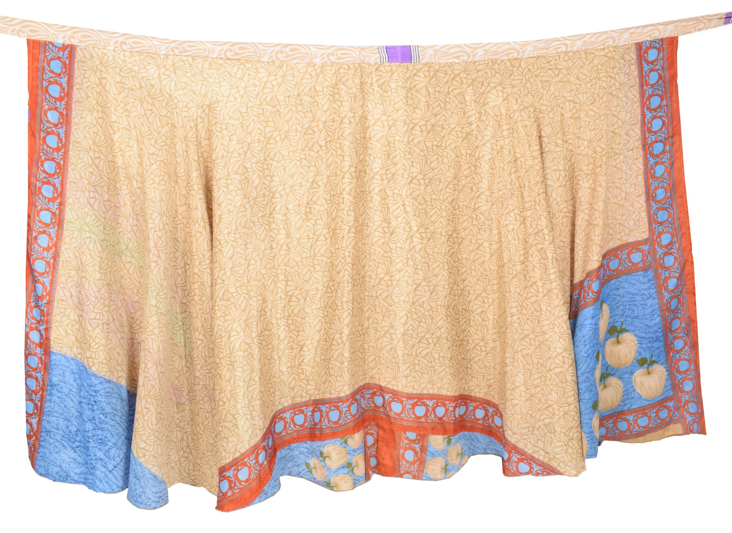 Sushila Vintage Art Silk Saree Magic Wrap Reversible Skirt Beach Dress Brown
