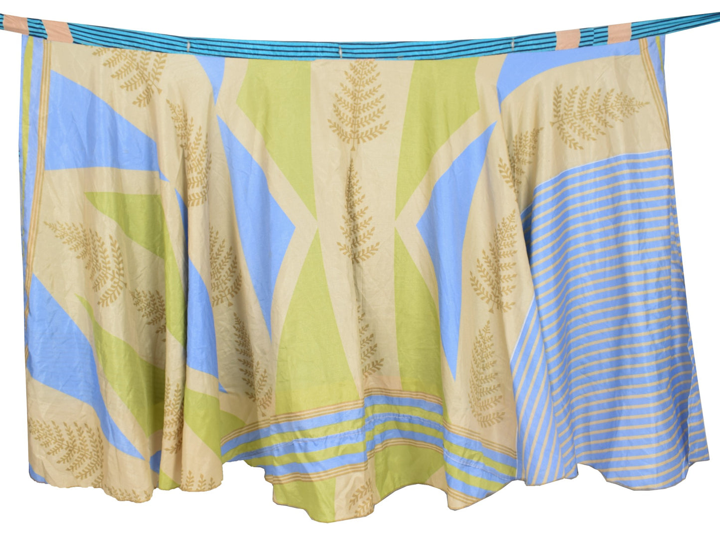 Sushila Vintage Art Silk Saree Magic Wrap Reversible Skirt Aqua Blue BeachDress