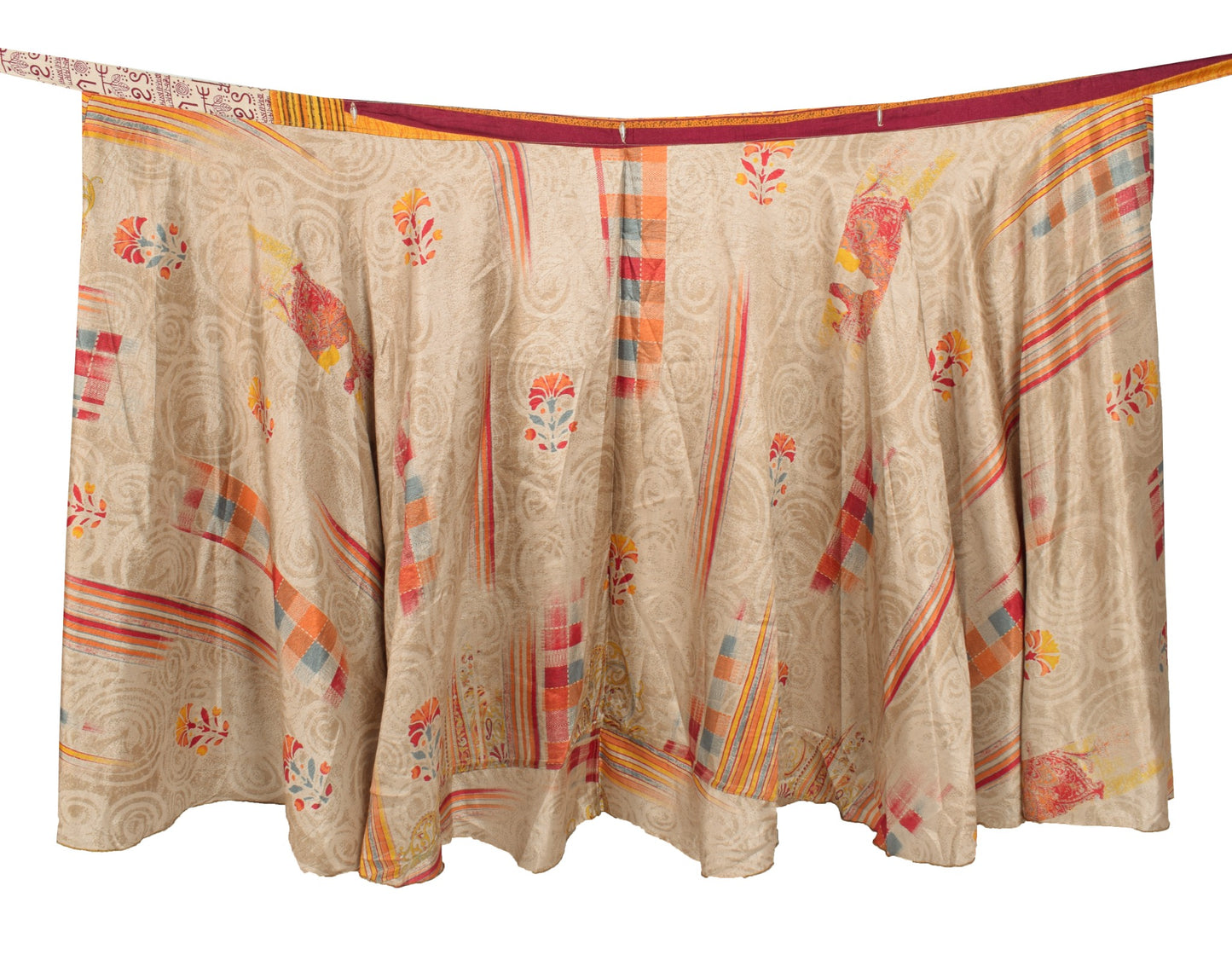 Sushila Vintage Art Silk Saree Magic Wrap Reversible Skirt Beach Dress Clothing
