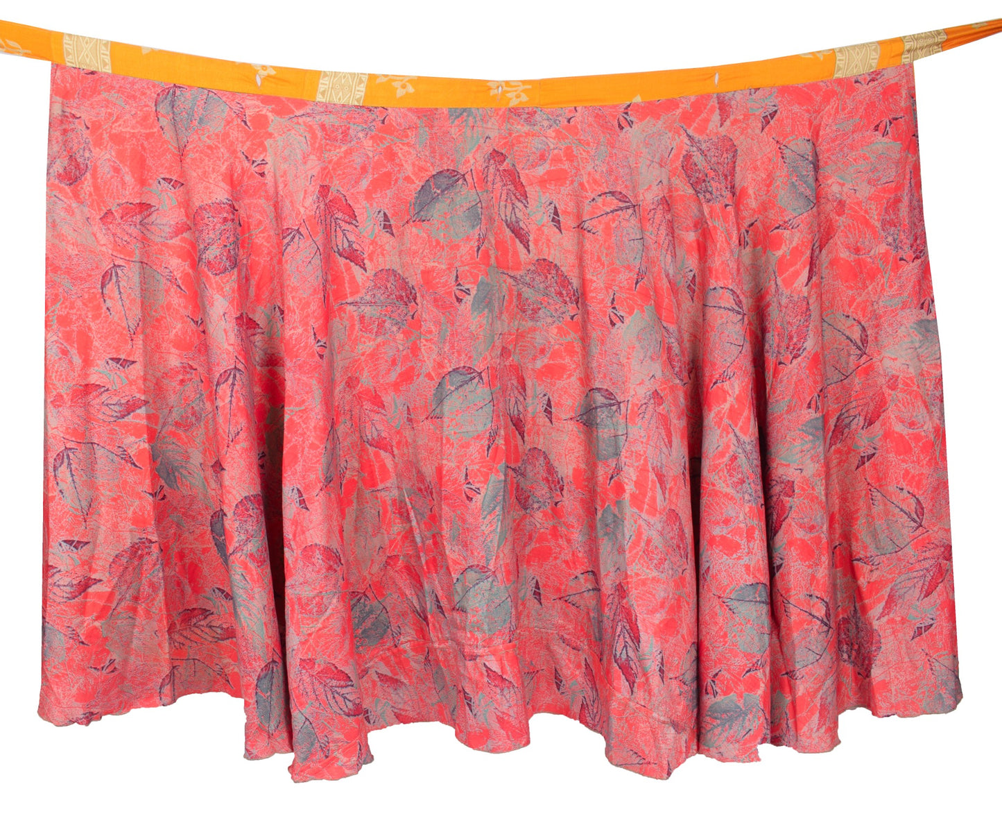 Sushila Vintage Art Silk Saree Magic Wrap Reversible Skirt 2 Layer Beach Dress