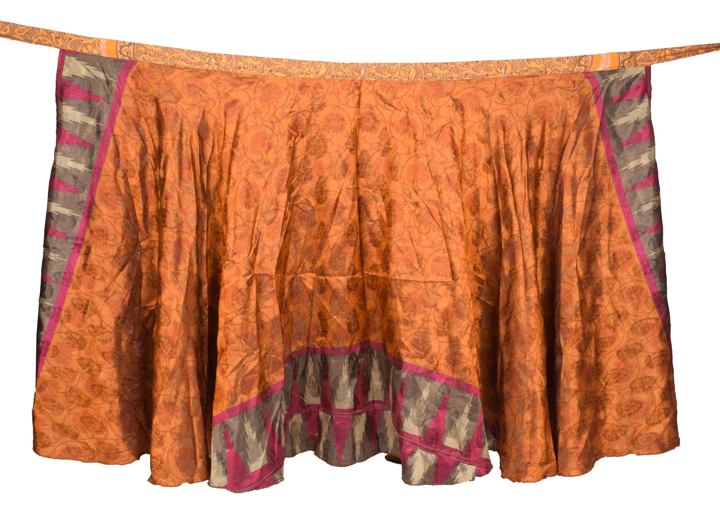 Sushila Vintage Rust Saree Magic Wrap Reversible Skirt Art Silk Beach Dress Clothing