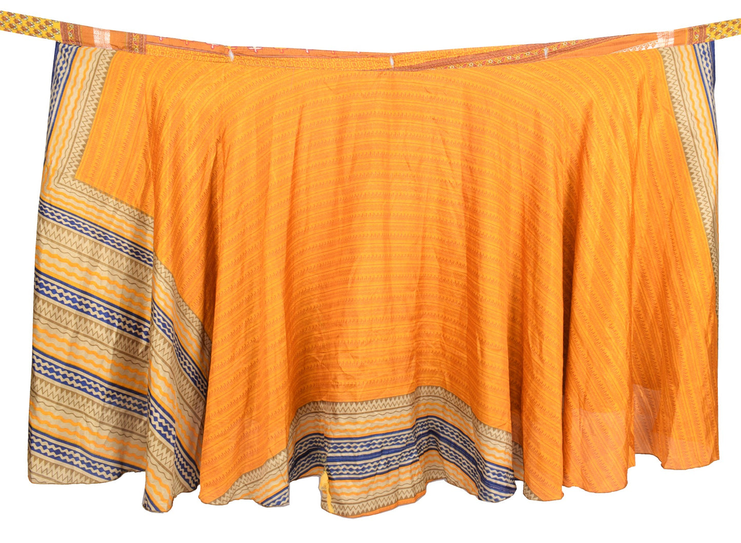 Sushila Vintage Saree Magic Wrap Reversible Skirt Art Silk Beach Dress Mustard