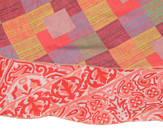 Sushila Vintage Art Silk Saree Pink Magic Wrap Reversible Skirt Beach Dress Boho