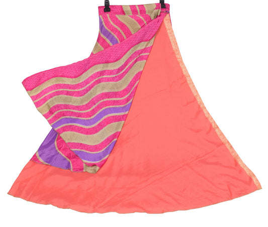 Sushila Vintage Art Silk Saree Magic Wrap Reversible Multi-Color Skirt Beach Dress
