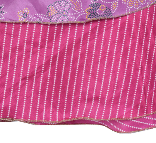 Sushila Vintage Pink Mini Wrap Magic Skirt Indian Art Silk Reversible BeachDress