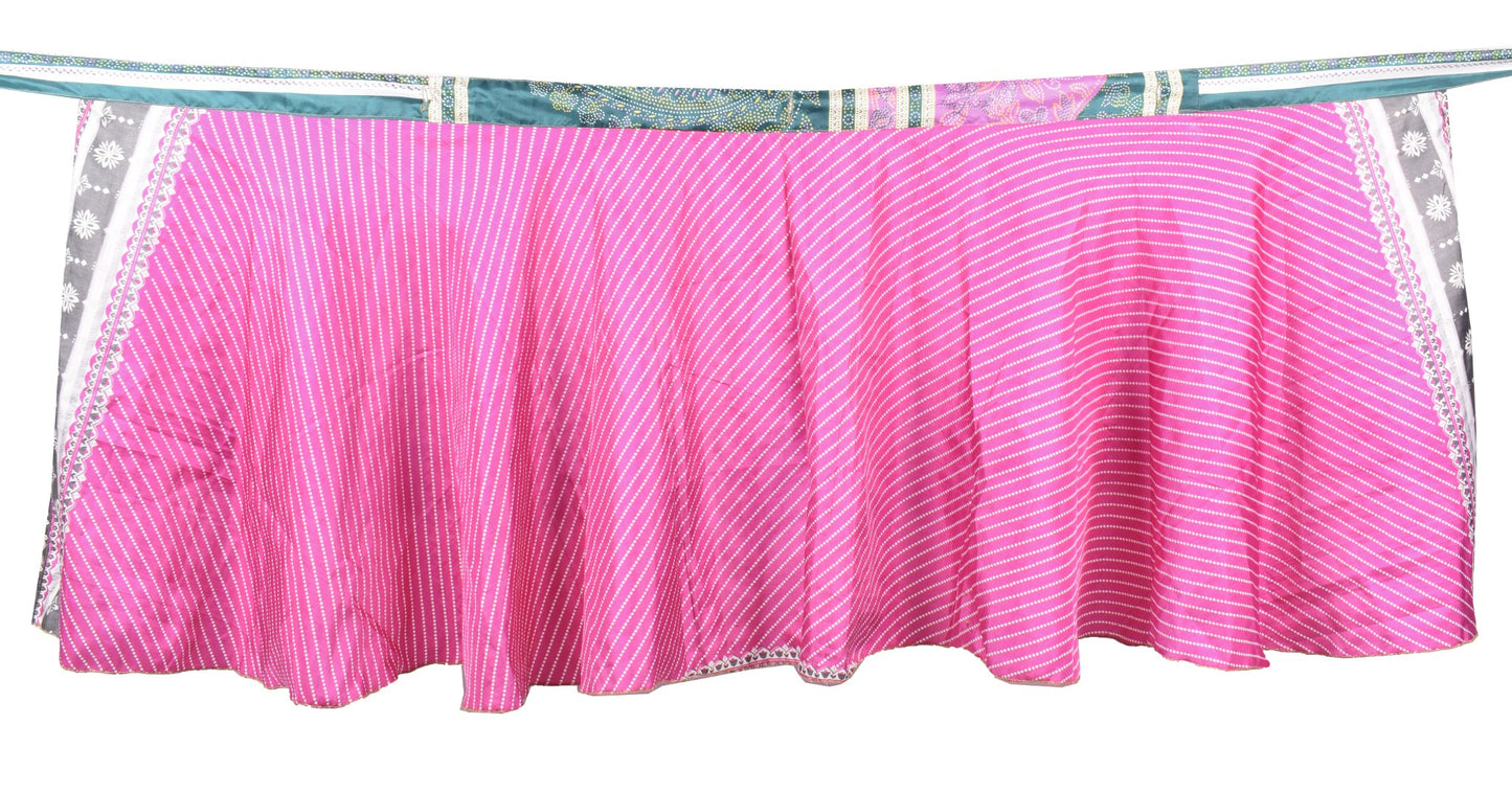 Sushila Vintage Pink Mini Wrap Magic Skirt Indian Art Silk Reversible BeachDress