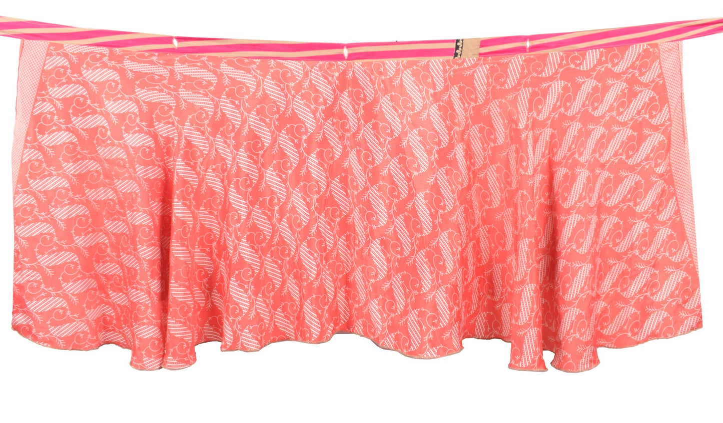 Sushila Vintage Dark Peach Mini Wrap Magic Skirt Art Silk Reversible Beach Dress