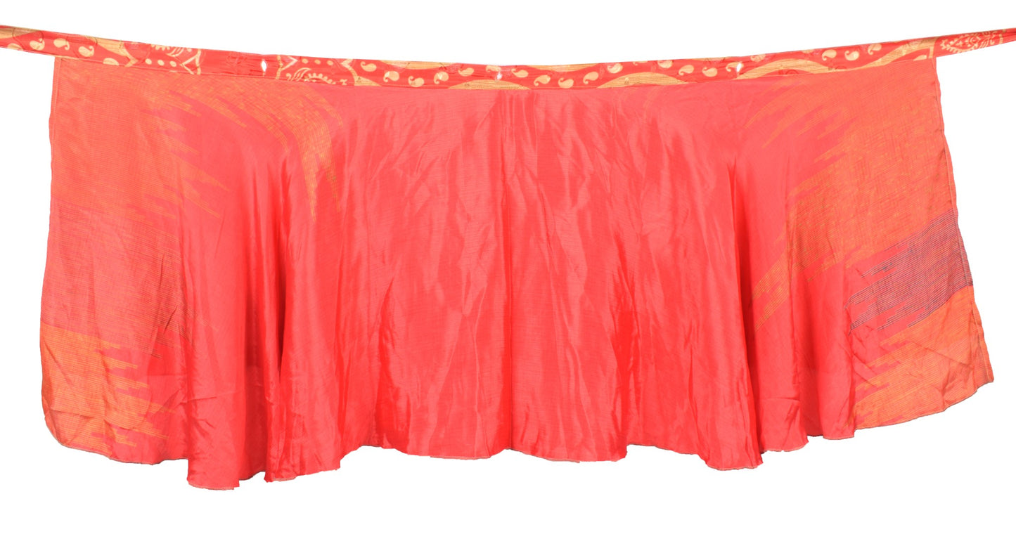 Sushila Vintage 2 Layer Mini Wrap Magic Skirt Indian Art Silk Reversible Beach Dress