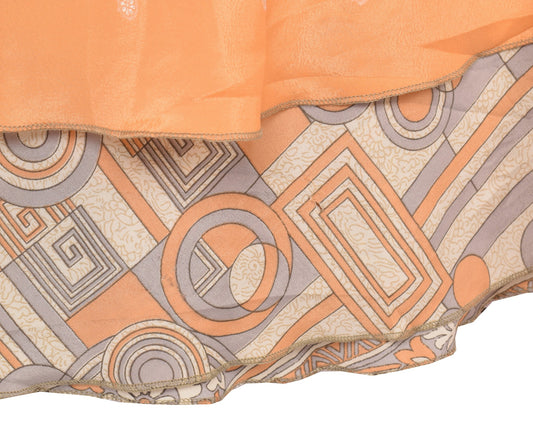 Sushila Vintage Peach Mini Wrap Magic Skirt Art Silk Reversible Beach Dress Boho