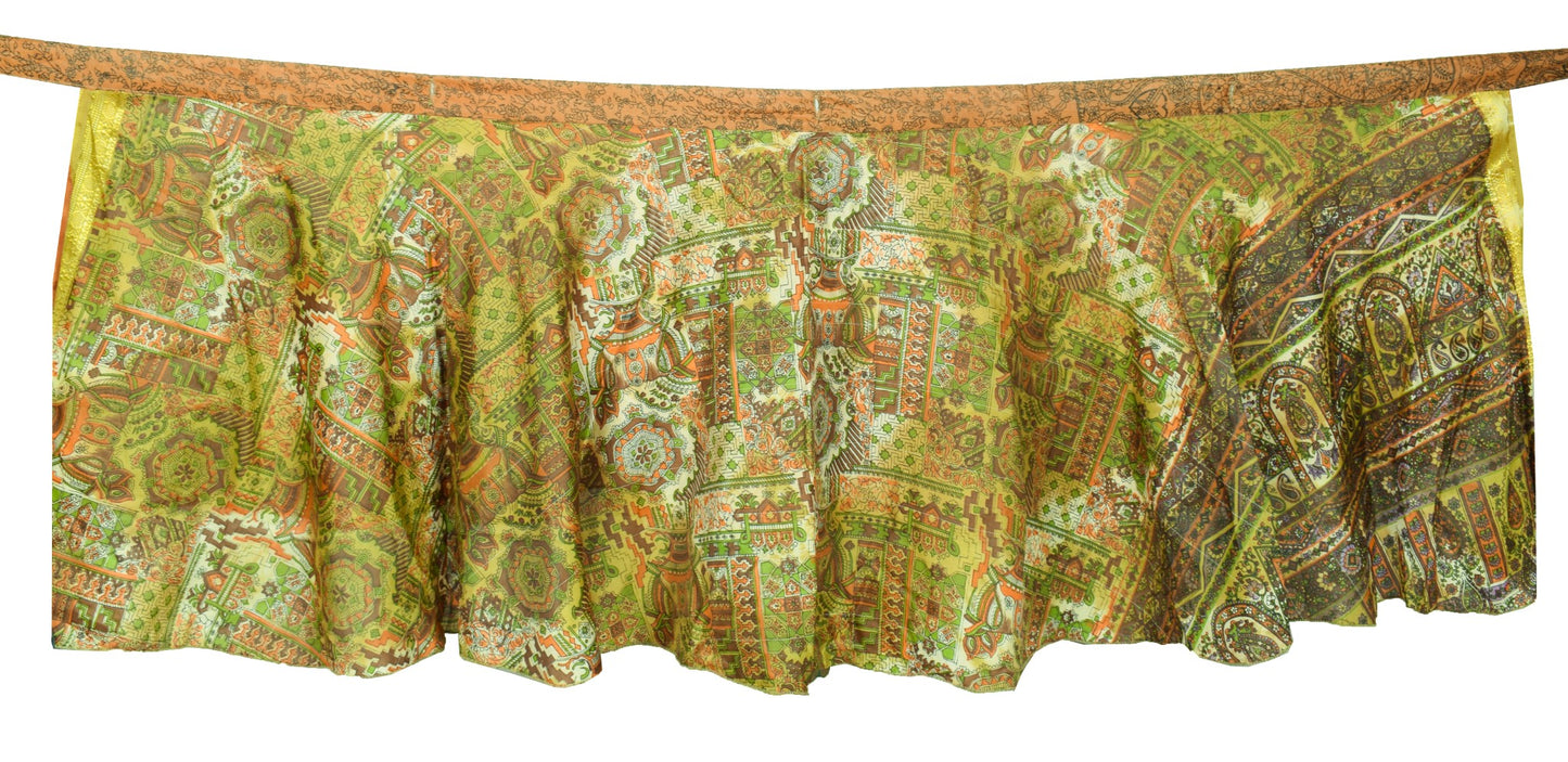 Sushila Vintage Mini Wrap Magic Skirt Floral Brown ArtSilk Reversible BeachDress