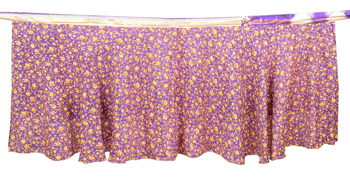 Sushila Vintage Purple Mini Wrap Magic Skirt Art Silk Reversible Beach Dress