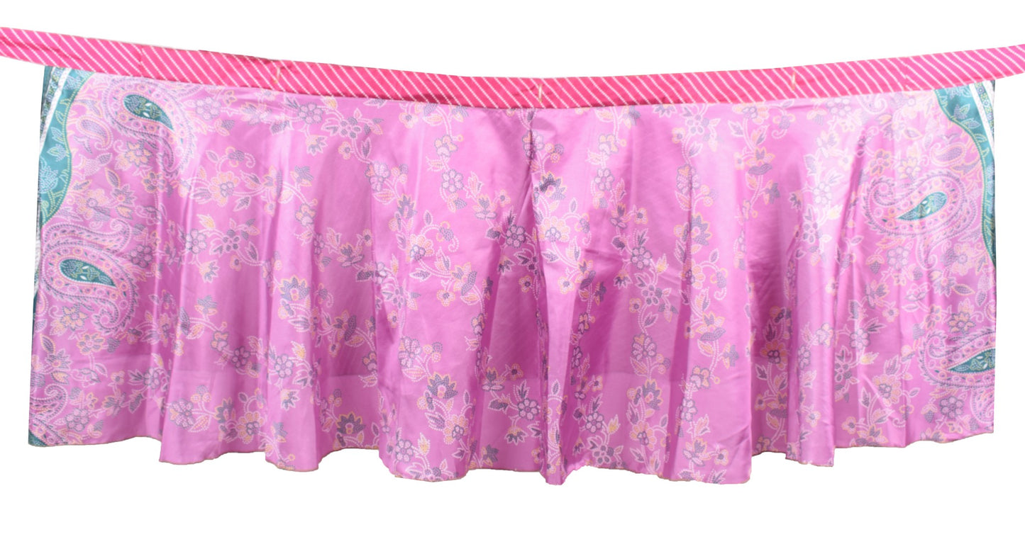 Sushila Vintage Mini Wrap Magic Skirt Art Silk Reversible Beach Dress Pink Boho