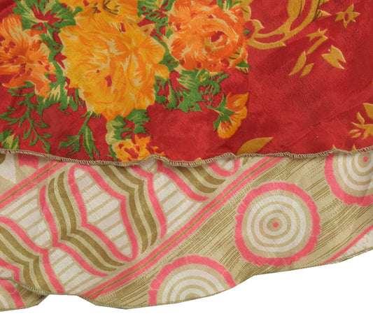 Sushila Vintage Mini Wrap Magic Skirt Art Silk Reversible Beach Dress Floral Red