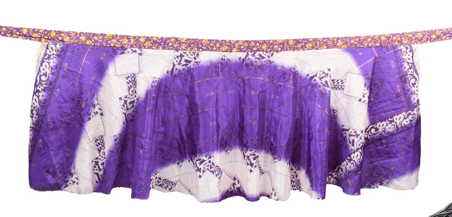 Sushila Vintage Purple Mini Wrap MagicSkirt Art Silk Sari Reversible Beach Dress