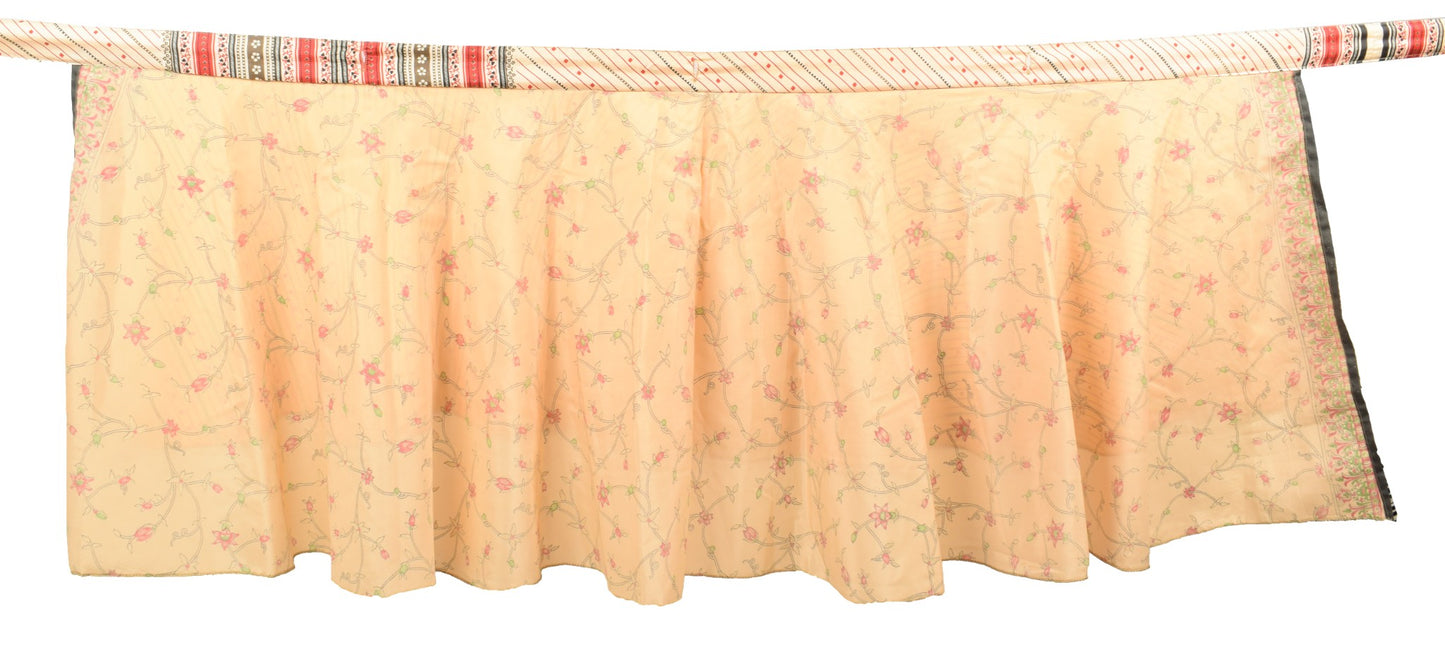 Sushila Vintage Mini Wrap Magic Skirt ArtSilk Reversible Peach Flora BeachDress