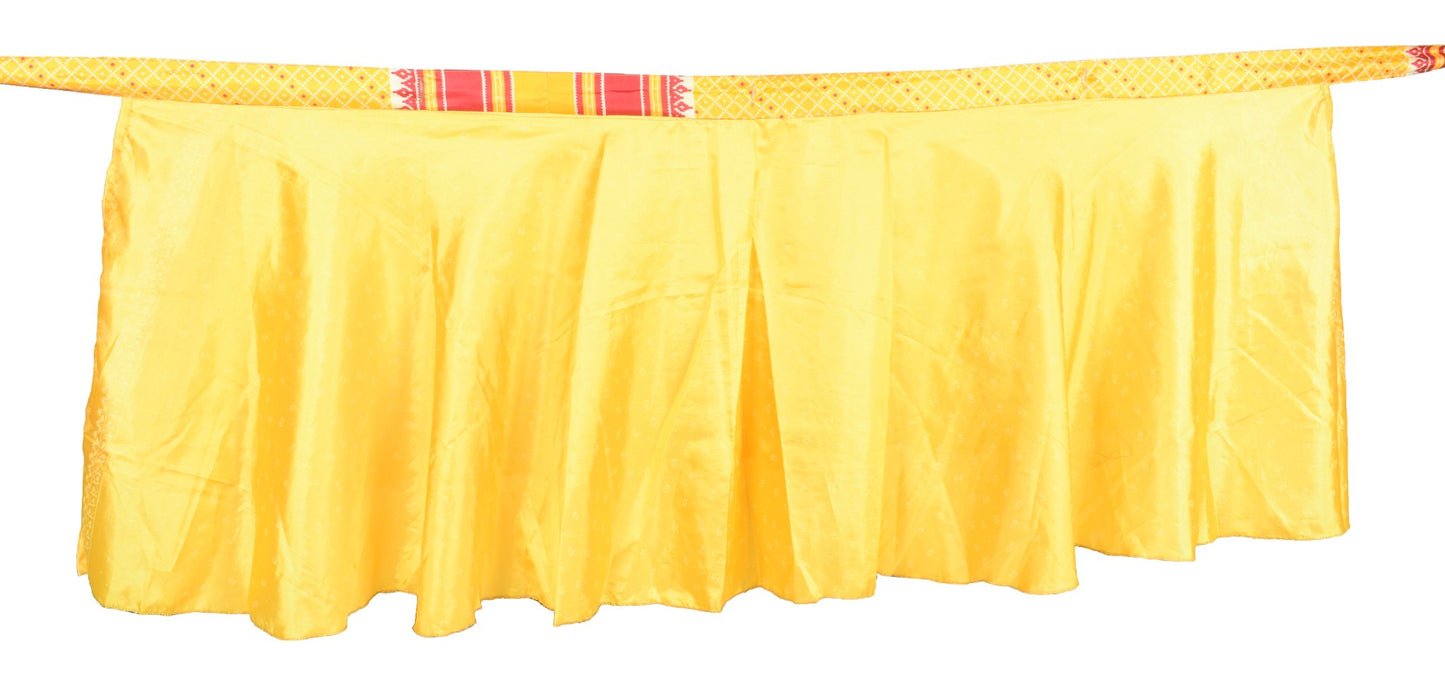 Sushila Vintage Mini Wrap Magic Skirt Art Silk Sari Reversible BeachDress Yellow