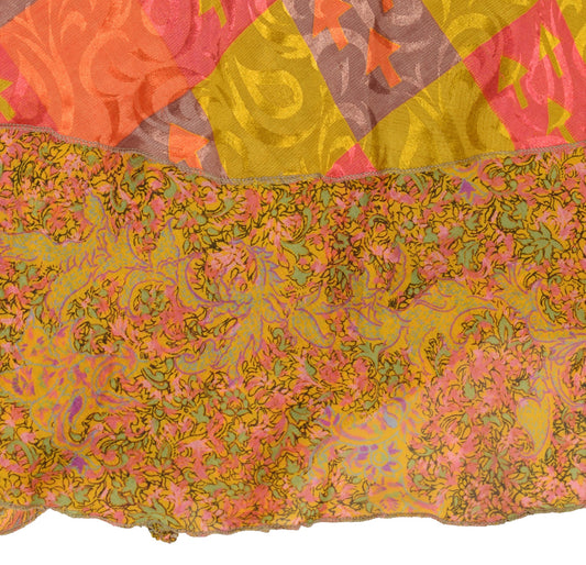 Sushila Vintage BohoMini Wrap Magic Skirt Art Silk Sari Multi-Color Beach Dress