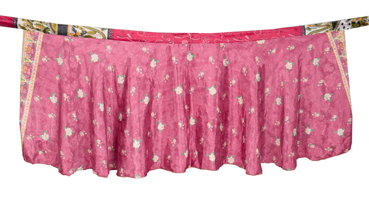 Sushila Vintage Mini Wrap Magic Skirt Art Silk Sari Reversible Beach Dress Boho