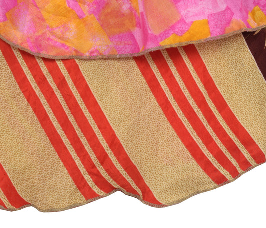 Sushila Vintage Pink Mini Wrap Magic Skirt Art Silk Reversible Beach Dress Boho