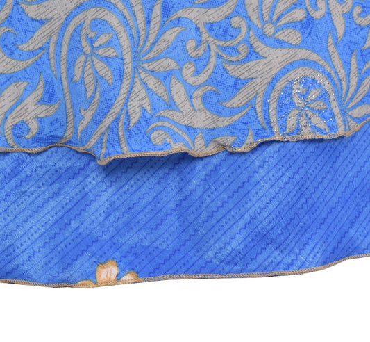 Sushila Vintage Floral Blue Mini WrapMagic Skirt Art Silk Reversible Beach Dress