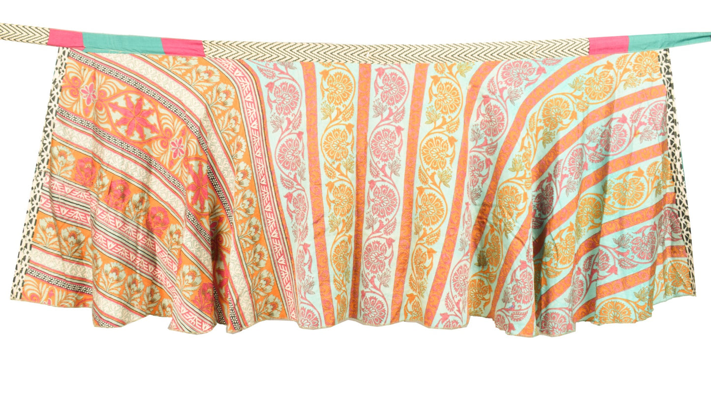 Sushila Vintage Cream Mini WrapMagic Skirt Art Silk Reversible Boho Beach Dress