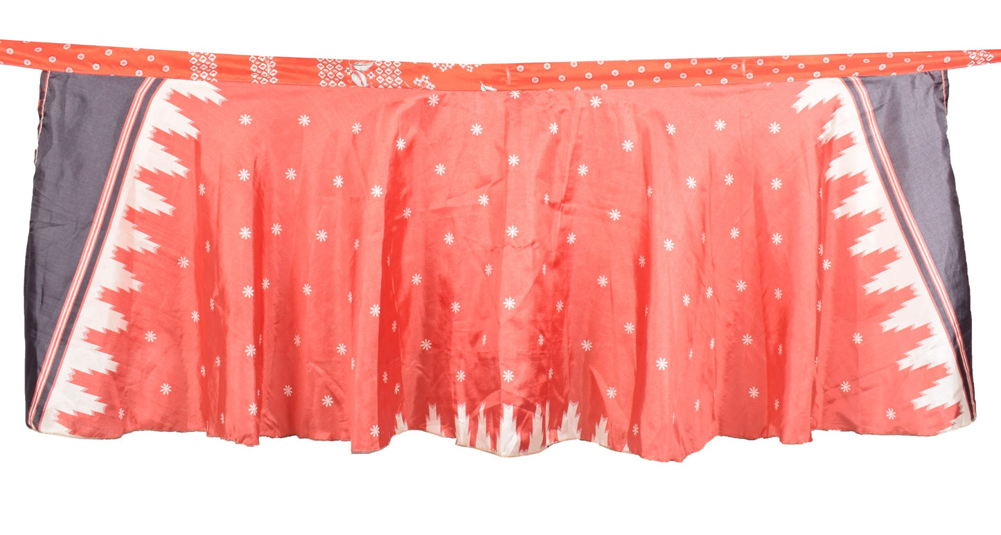 Sushila Vintage Red Mini Wrap Magic Skirt Art Silk Reversible Floral BeachDress