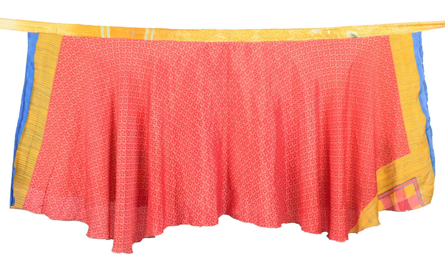 Sushila Vintage Yellow Mini Wrap Magic Skirt Art Silk Reversible Beach Dress