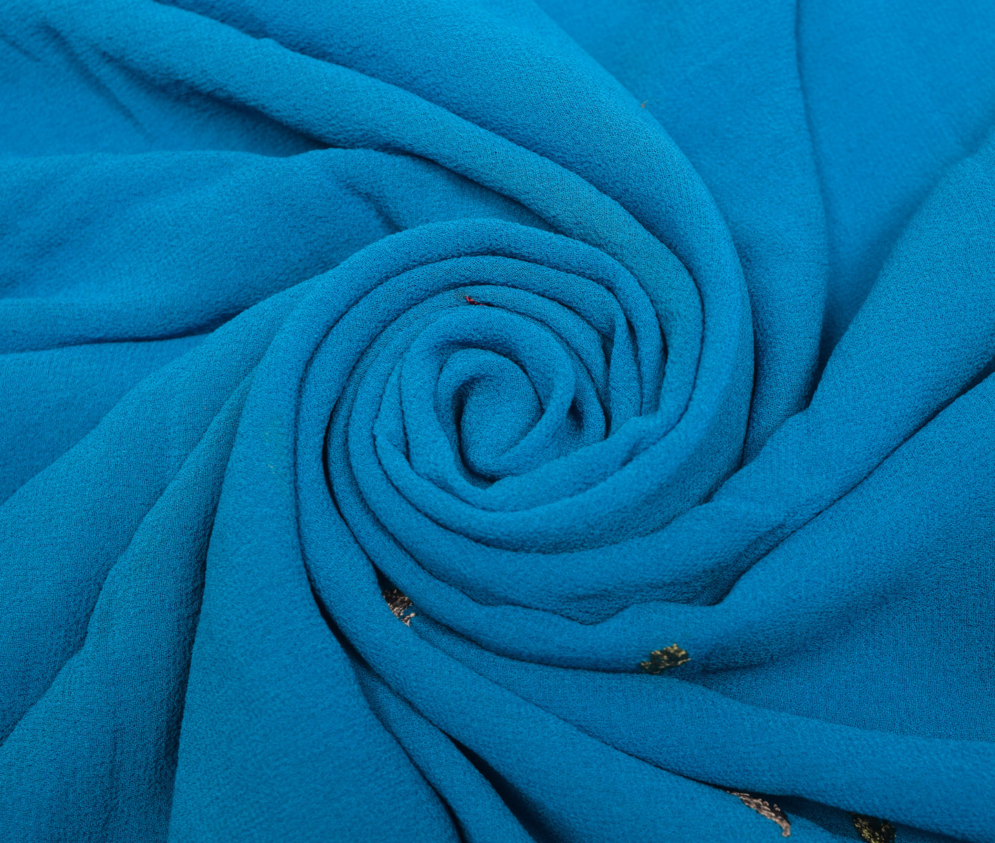 Sushila Vintage Blue Sari Remnant Scrap Floral Embroidery Georgette Craft Fabric
