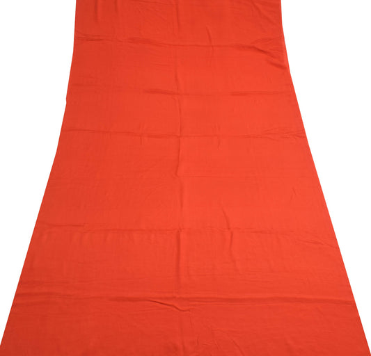Sushila Vintage Orange Sari Remnant Scrap Multi Purpose Pure Crepe Craft Fabric