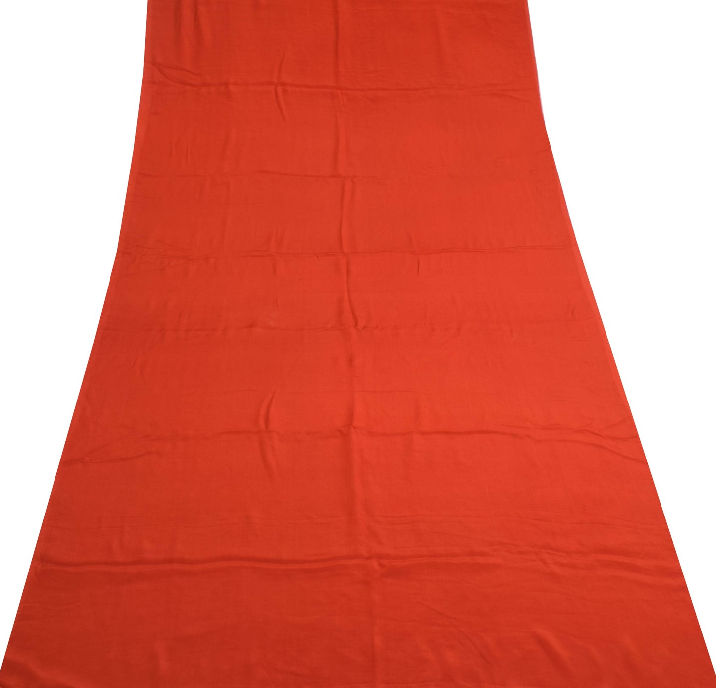 Sushila Vintage Orange Sari Remnant Scrap Multi Purpose Pure Crepe Craft Fabric