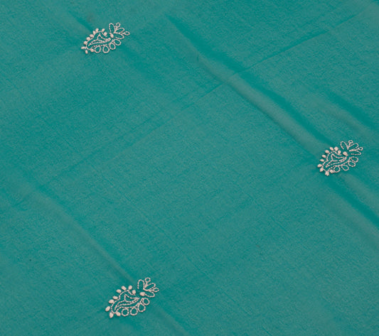 Sushila Vintage Chikankari Sari Remnant Scrap Art Georgette Floral Craft Fabric