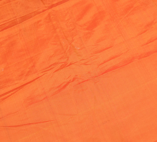 Sushila Vintage Orange Dual Tone Sari Remnant Scrap Pure Silk Craft Woven Fabric
