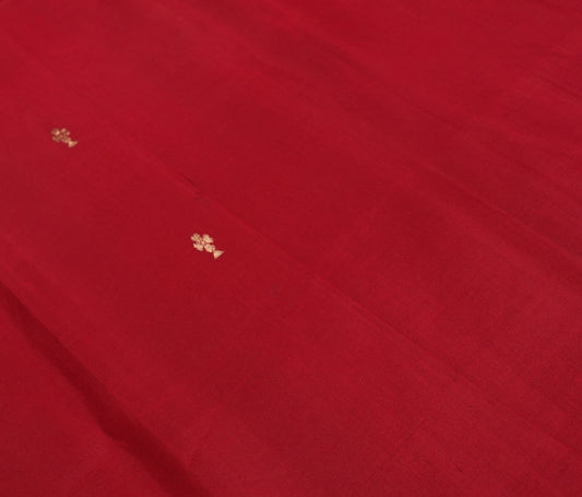 Sushila Vintage Maroon Sari Remnant Scrap Zari Woven 100% Pure Silk Craft Fabric