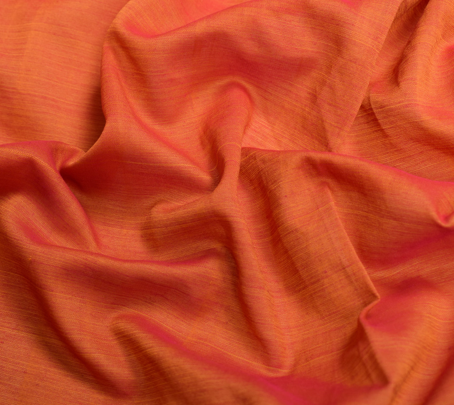 Sushila Vintage Orange Sari Remnant Scrap Woven Pure Cotton Silk Craft Fabric