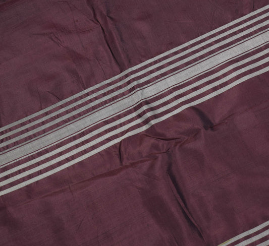 Sushila Vintage Woven Sari Remnant Scrap Dark Brown Pure Silk Soft Craft Fabric