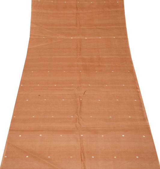Sushila Vintage Brown Sari Remnant Scrap Paisley Woven Pure Silk Craft Fabric