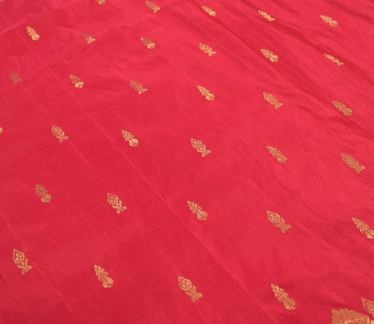 Sushila Vintage Zari Woven Sari Remnant Scrap 100% Pure Silk Indian Craft Fabric