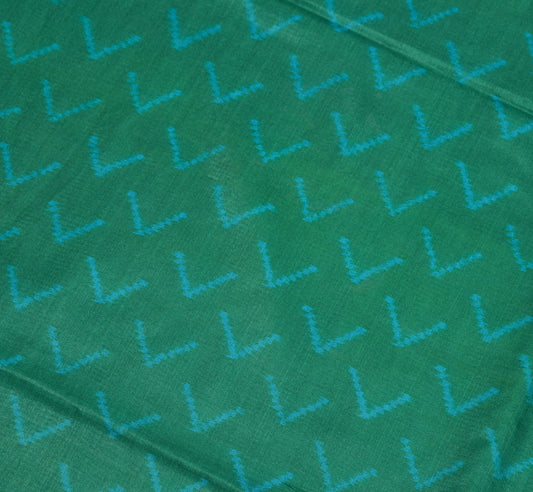 Sushila Vintage Turquoise Blue Sari Remnant Scrap Pure Silk Soft Craft Fabric