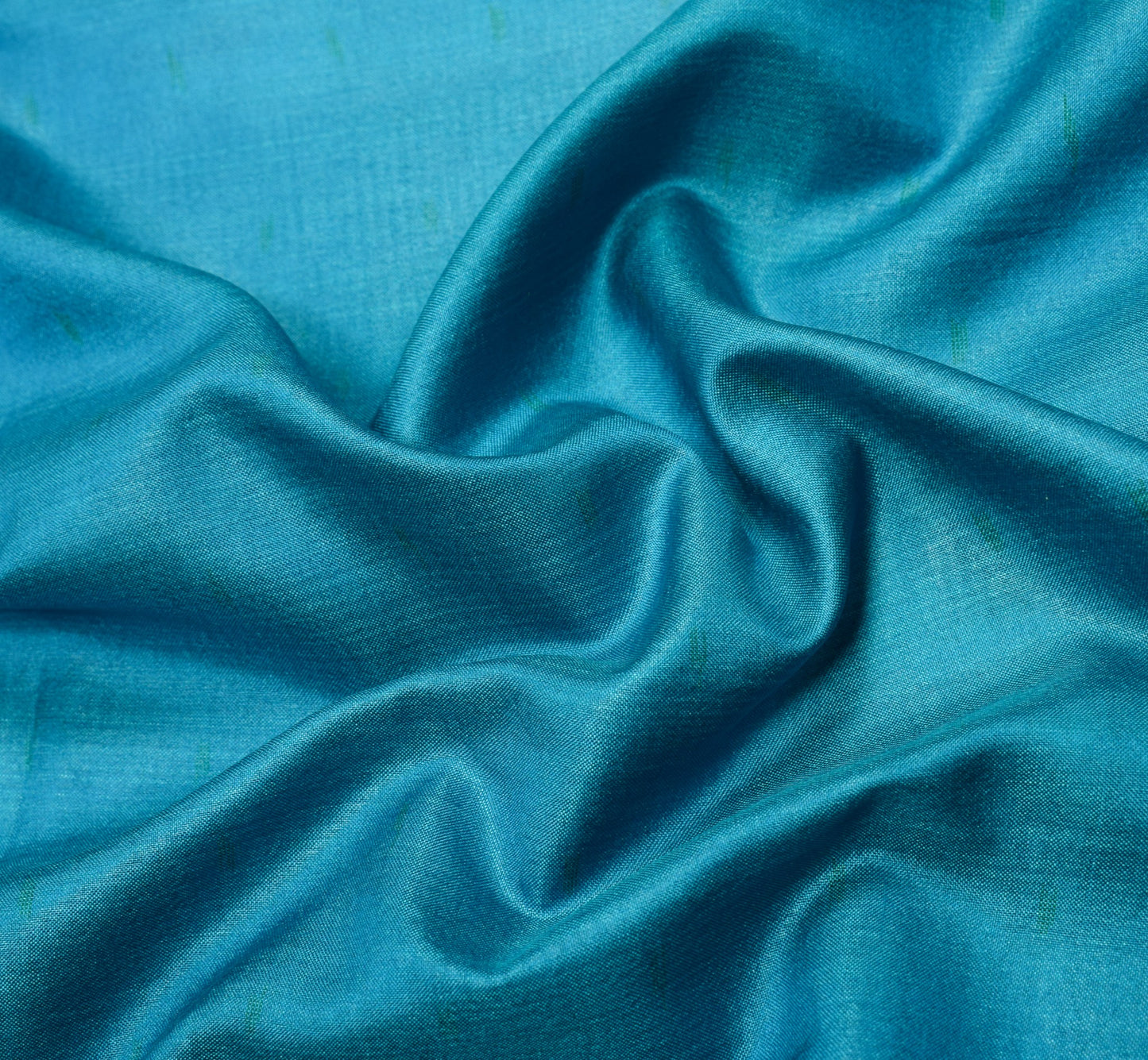 Sushila Vintage Turquoise Blue Sari Remnant Scrap Pure Silk Soft Craft Fabric