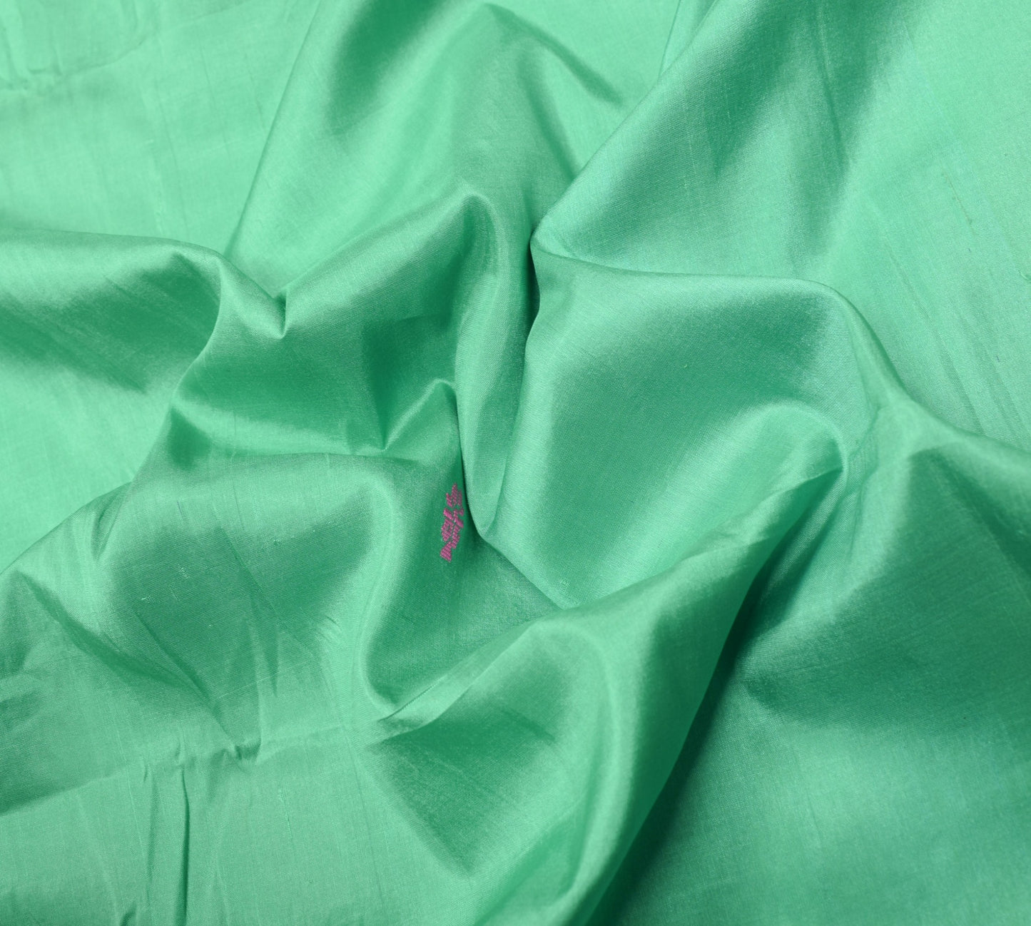 Sushila Vintage Hand Woven Green Sari Remnant Scrap Pure Silk Soft Craft Fabric