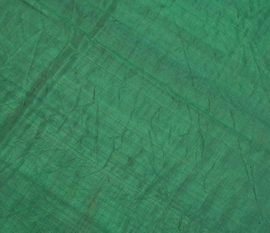 Sushila Vintage Green Sari Remnant Scrap Multi Purpose Pure Silk Craft Fabric