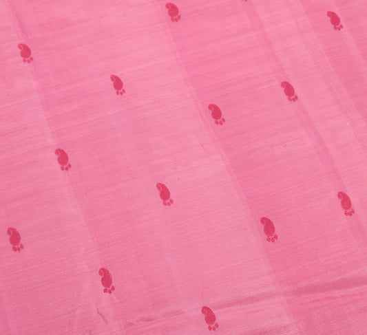 Sushila Vintage Pink Sari Remnant Scrap Paisley Woven PureSilk Soft Craft Fabric