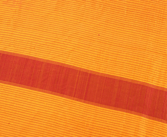 Sushila Vintage Yellow Sari Remnant Scrap Stripes Woven Pure Silk Craft Fabric